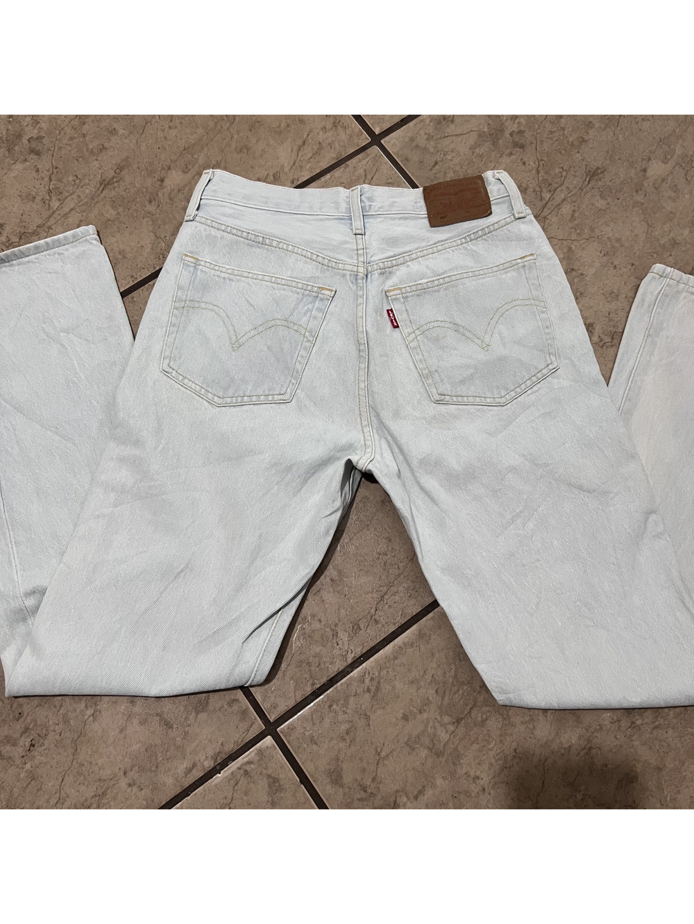 Levi's Womens 501 Light Wash Button Fly Denim High Rise Straight Fit Retro 26x30